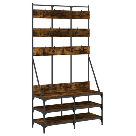 VidaXL portant à vêtements avec étagère à chaussures 100x40x184 cm chêne fumé