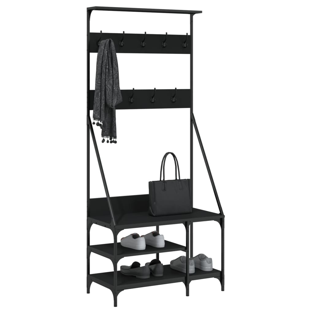 Porta di abbigliamento Vidaxl con portapate 80x40x184 cm nero