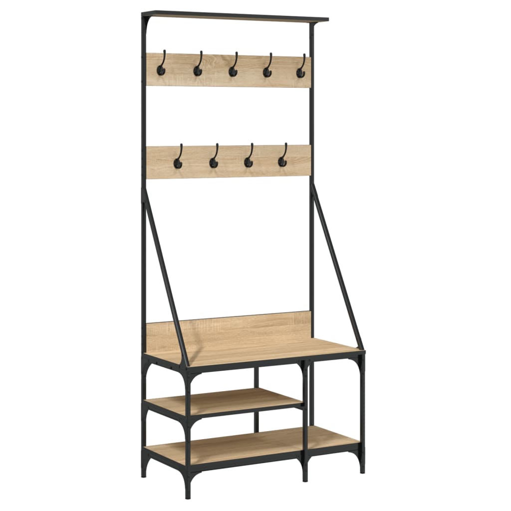 Bidaxl klädstativ med sko rack 80x40x184 cm sonoma ekfärgad