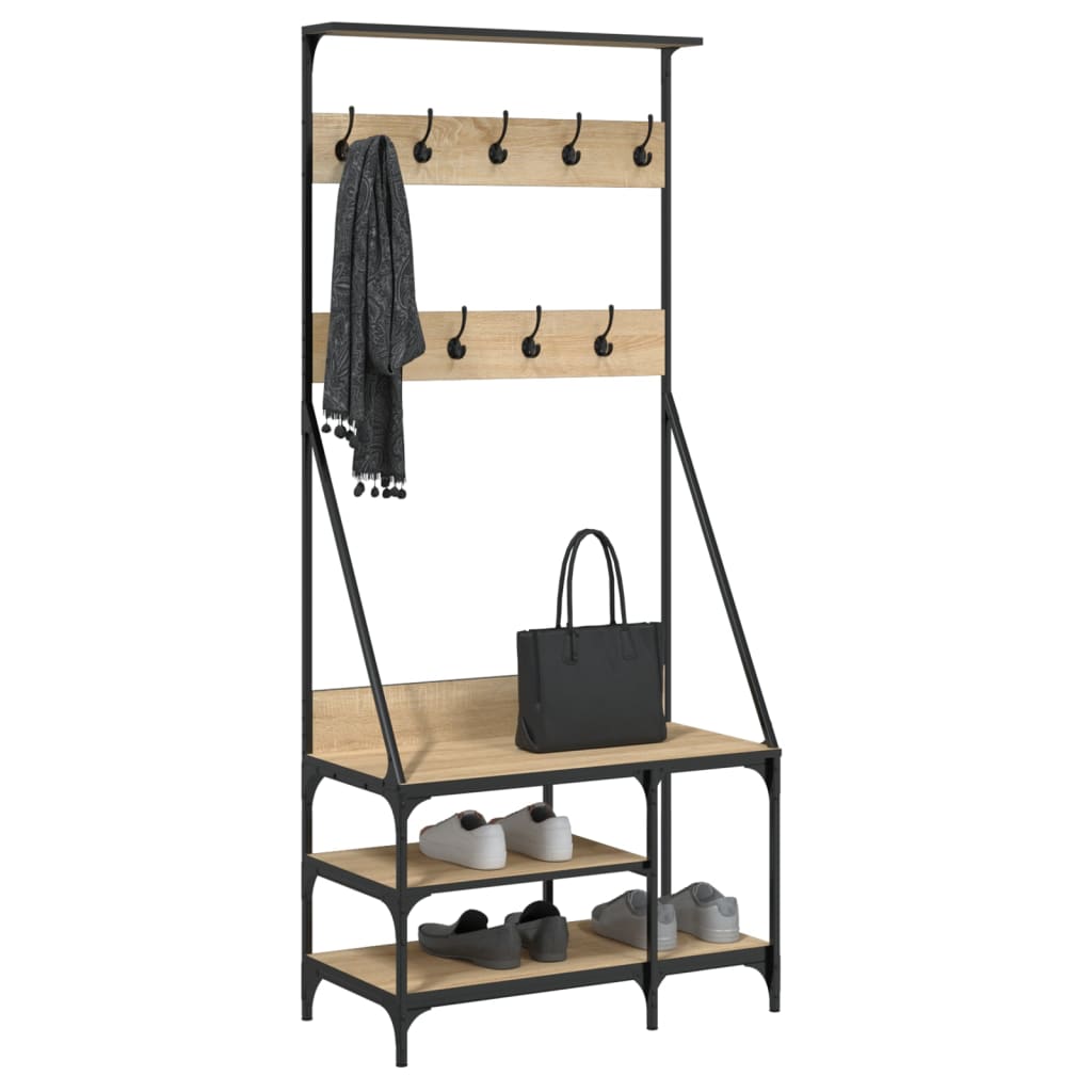 Rack de vêtements Vidaxl avec porte-chaussures 80x40x184 cm sonoma chêne coloré