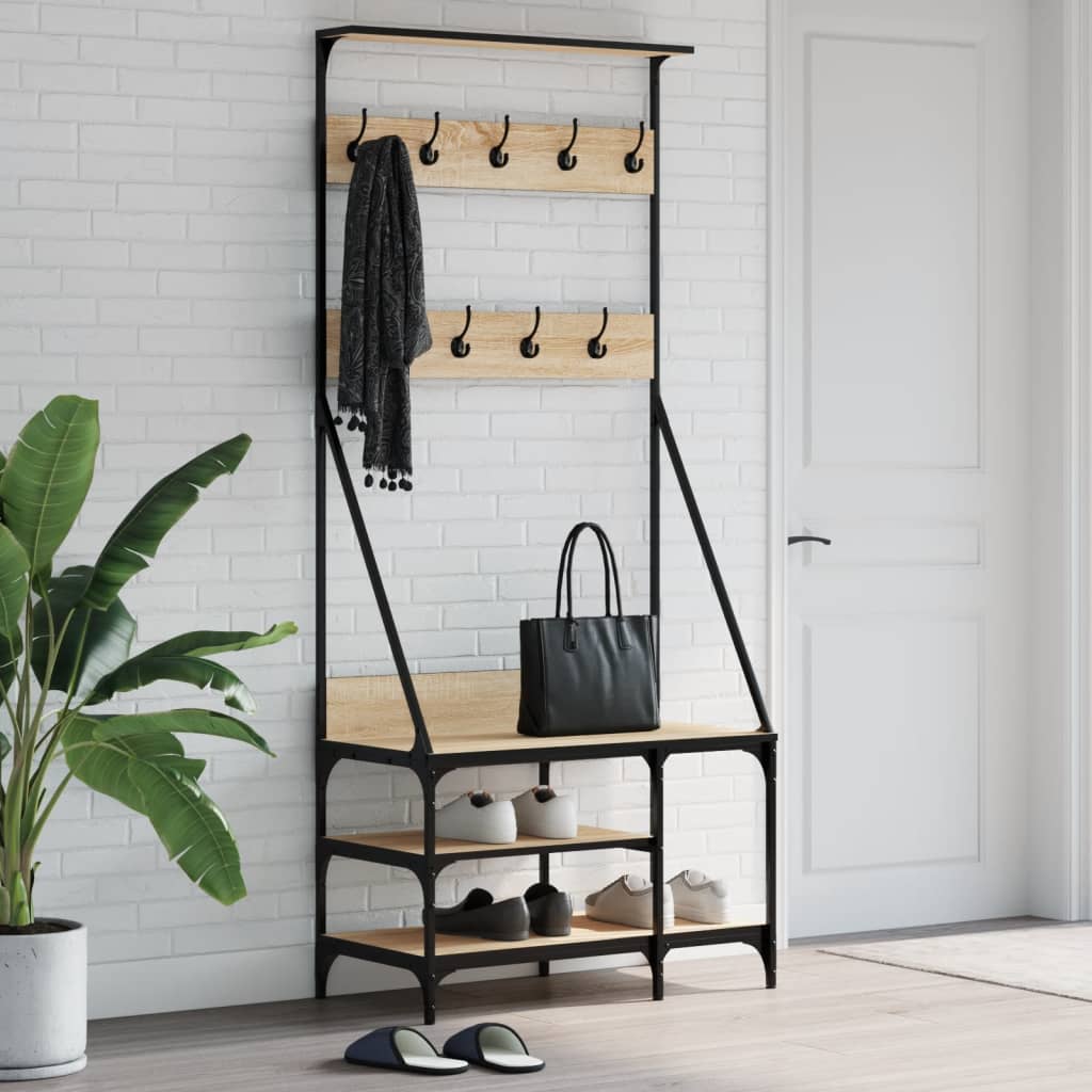 Vidaxl Clothing rack with shoe rack 80x40x184 cm Sonoma oak colored