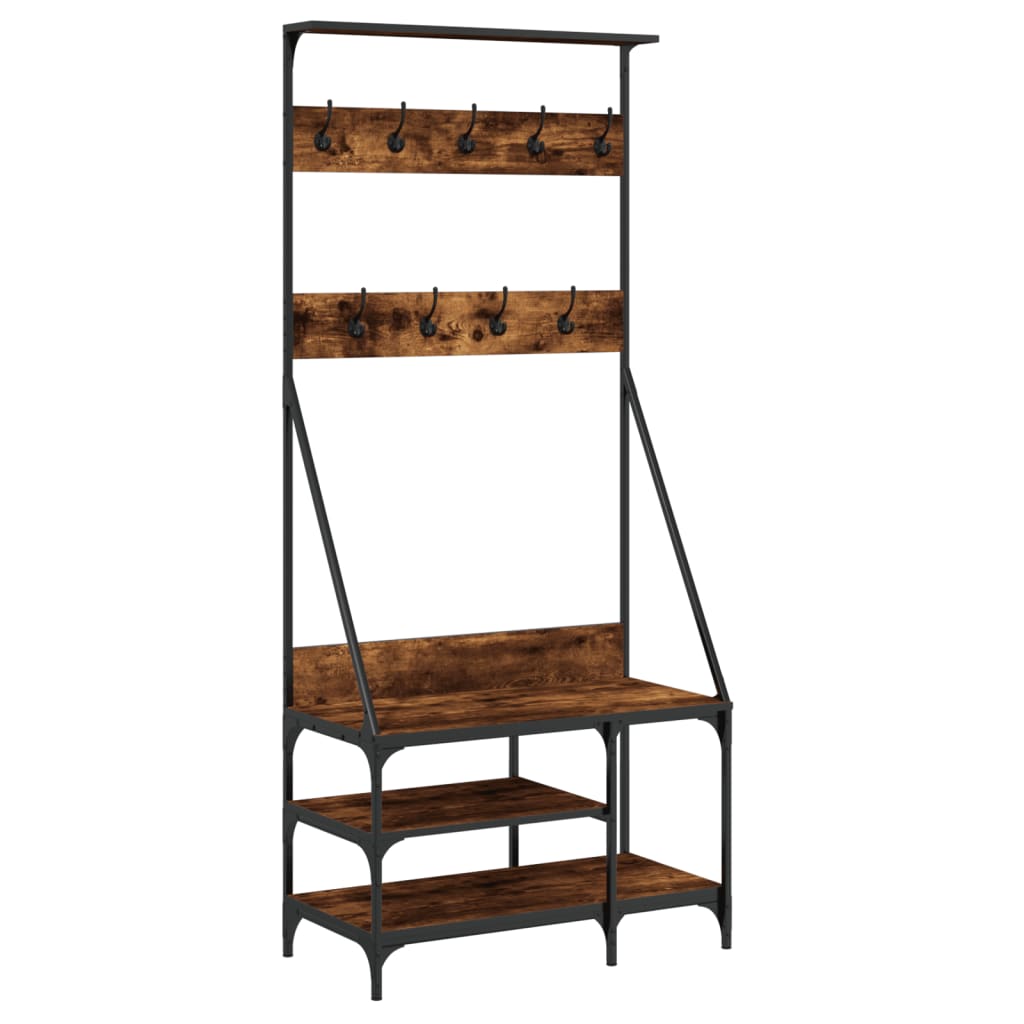 VidaXL clothing rack with shoe rack 80x40x184 cm smoked oak colored