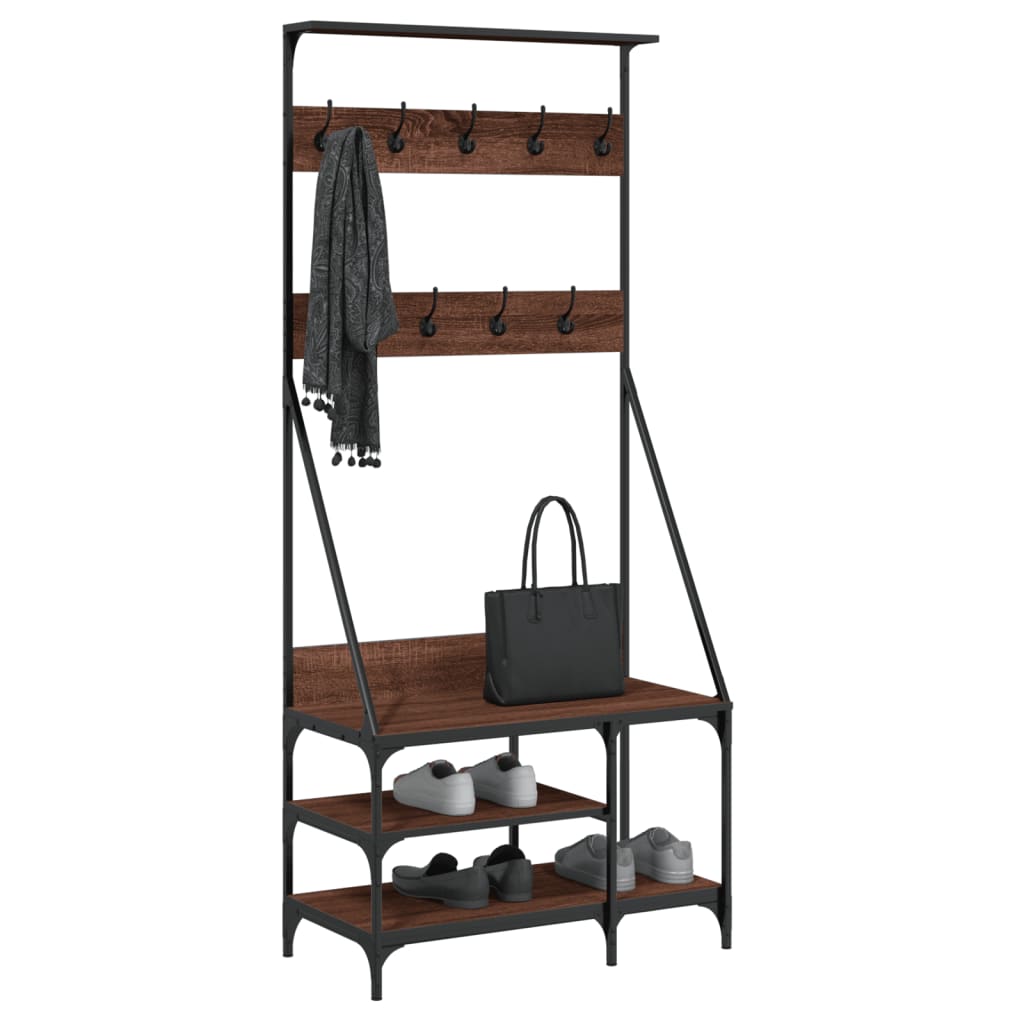 Rack de vêtements Vidaxl avec porte-chaussures 80x40x184 cm Couleur de chêne marron