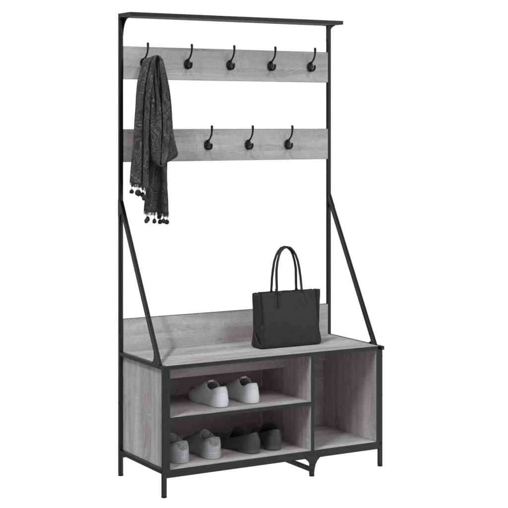 VidaXL portant à vêtements avec étagère à chaussures 100x41x184 cm gris sonoma