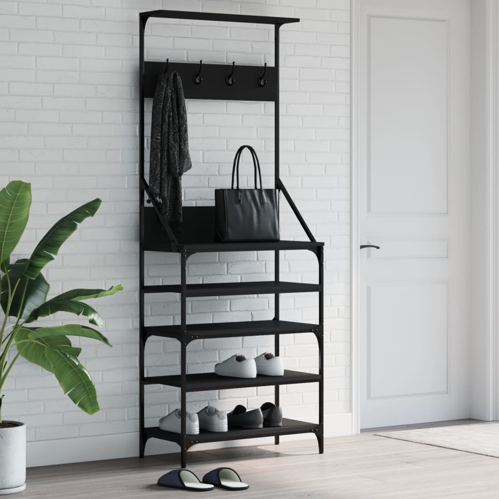 Porta di abbigliamento Vidaxl con portapate 70x34x184 cm nero