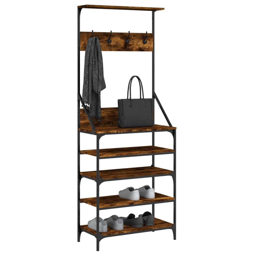 VidaXL portant à vêtements avec étagère à chaussures 70x34x184 cm chêne fumé