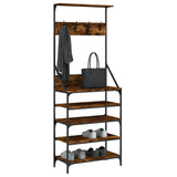 VidaXL portant à vêtements avec étagère à chaussures 70x34x184 cm chêne fumé
