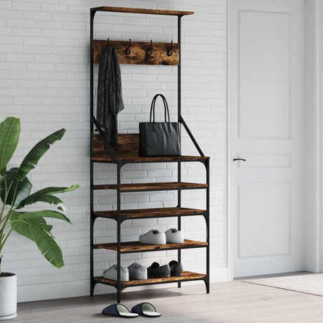 VidaXL portant à vêtements avec étagère à chaussures 70x34x184 cm chêne fumé