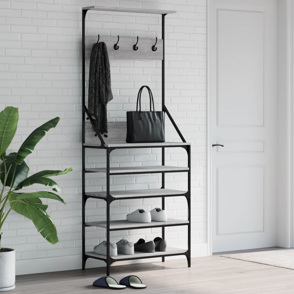 VidaXL portant à vêtements avec étagère à chaussures 70x34x184 cm couleur chêne sonoma gris