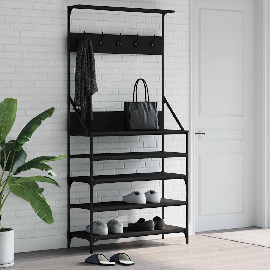 VidaXL portant à vêtements avec étagère à chaussures 90x34x184 cm noir
