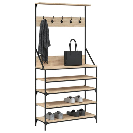 VidaXL portant à vêtements avec étagère à chaussures 90x34x184 cm couleur chêne sonoma