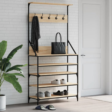 VidaXL portant à vêtements avec étagère à chaussures 90x34x184 cm couleur chêne sonoma