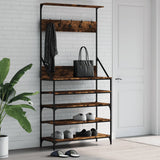 Vidaxx portant à vêtements avec étagère à chaussures 90x34x184 cm chêne fumé