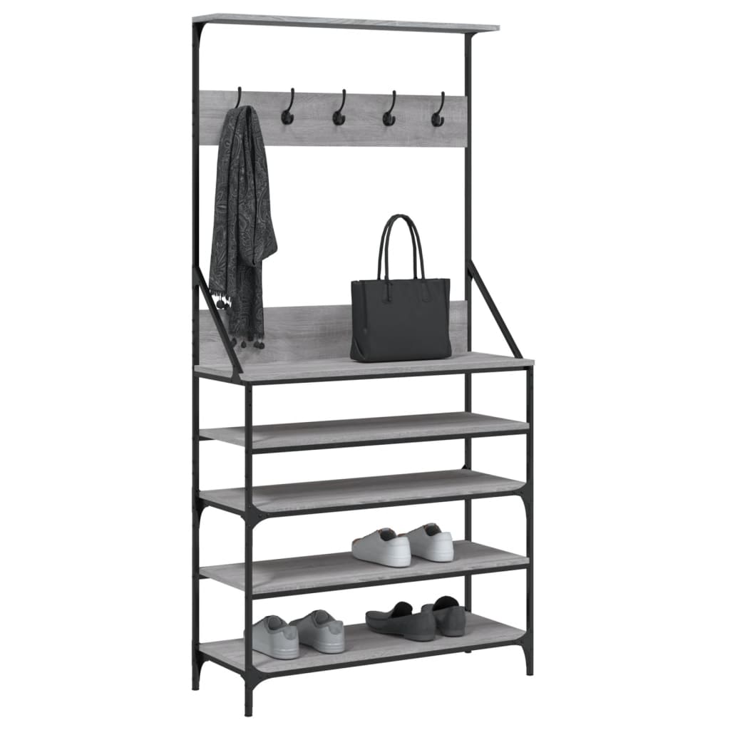 Vidaxl Kleedung Rack mat Schong Rack 90x34x184 cm Grey Sonome Faarf