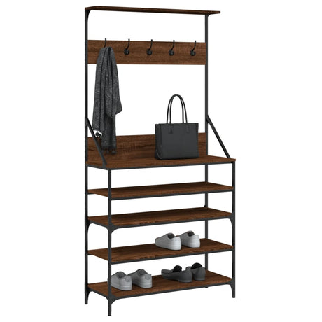 Vidaxx portant à vêtements avec étagère à chaussures 90x34x184 cm couleur chêne marron