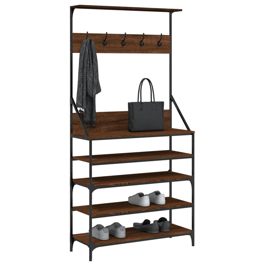 Rack à vêtements Vidaxl avec porte-chaussures 90x34x184 cm Couleur de chêne marron