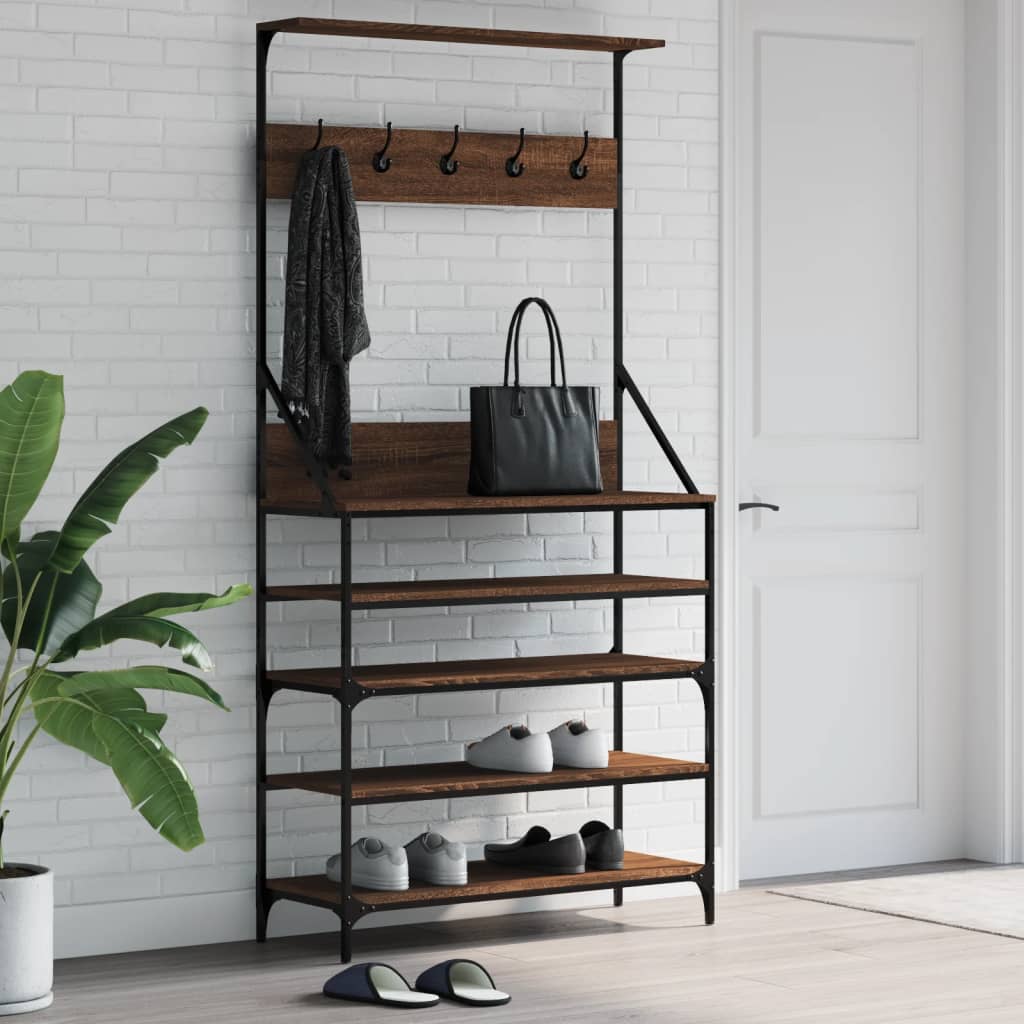 Vidaxx portant à vêtements avec étagère à chaussures 90x34x184 cm couleur chêne marron