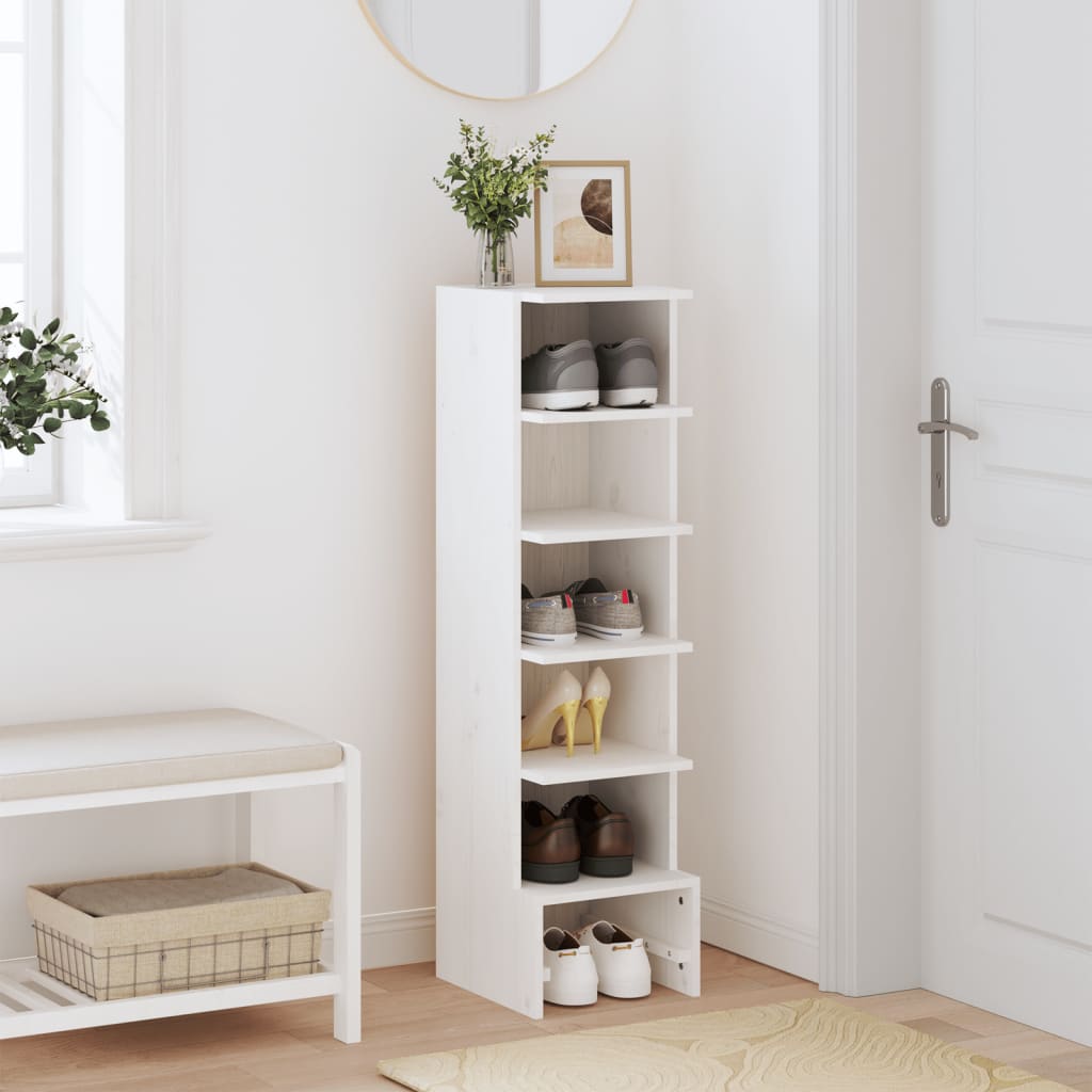 Vidaxl Shoe Cabinet 28x30x104 cm Solid Pine White