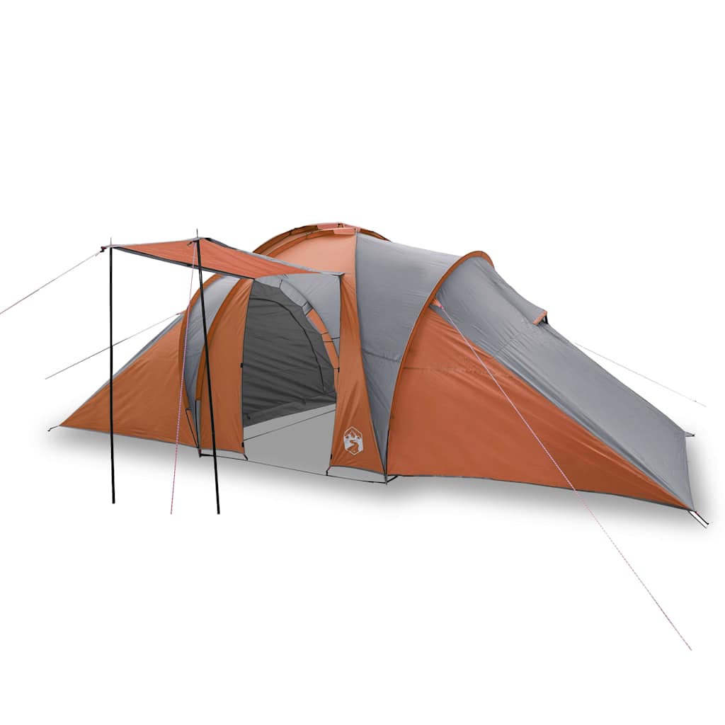 Vidaxl Dome Stan 6-Person Waterproof Grey and Orange