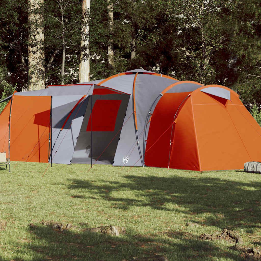 Vidaxl dome tente 12 personnes étanche gris et orange