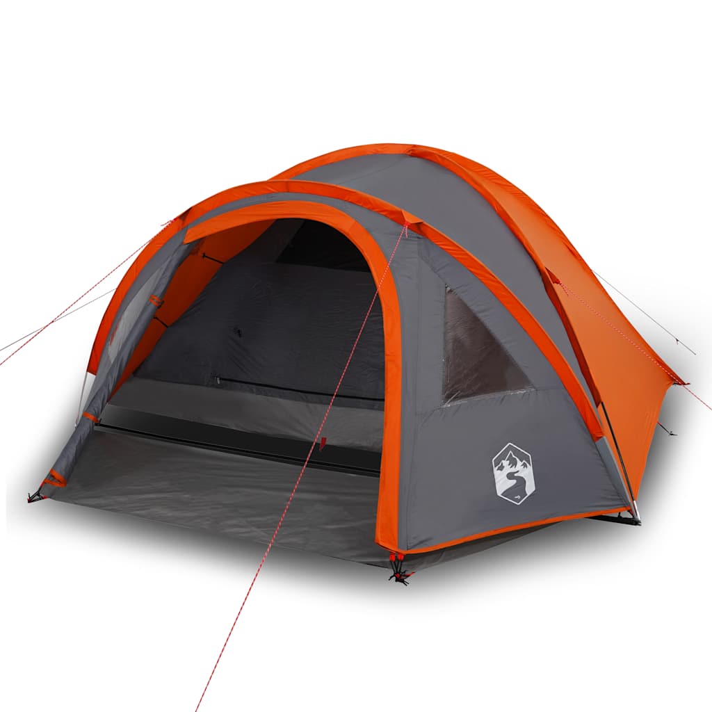 Vidaxl dome tente 4 personnes étanche gris et orange