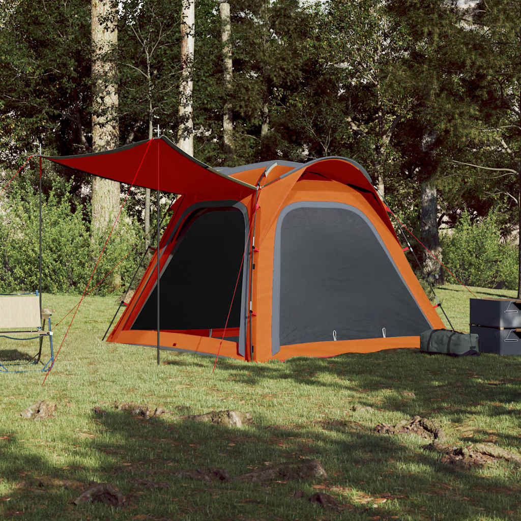 Vidaxl Tent 4-Persona impermeable de liberación rápida y naranja