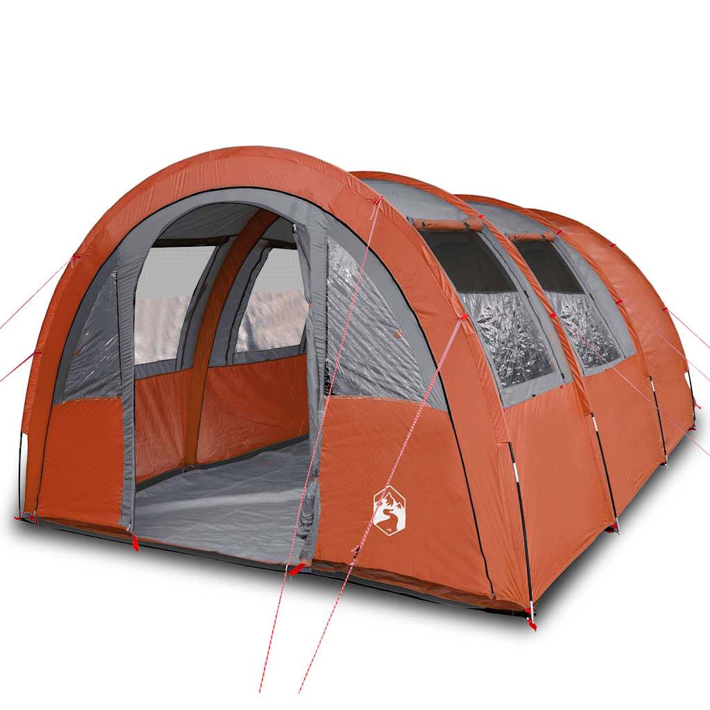 Vidaxl Tunnel Tenda di 4 persone impermeabile grigio e arancione