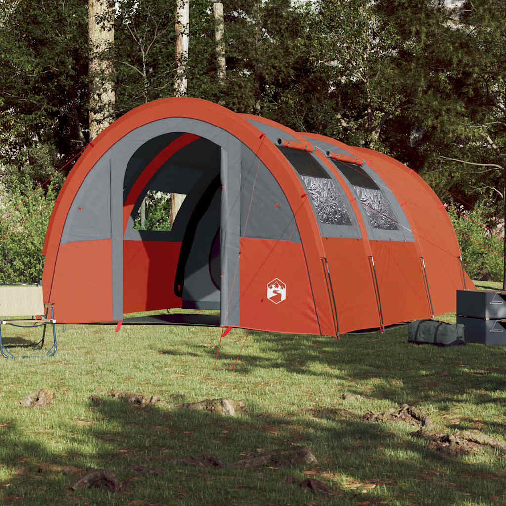 Tente tunnel VidaXL 4 personnes imperméable gris et orange