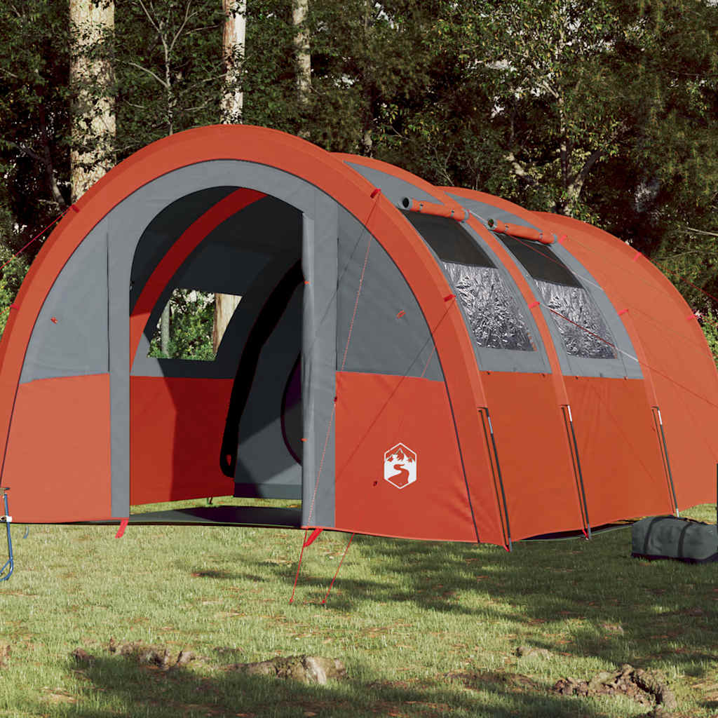 Tente tunnel VidaXL 4 personnes imperméable gris et orange