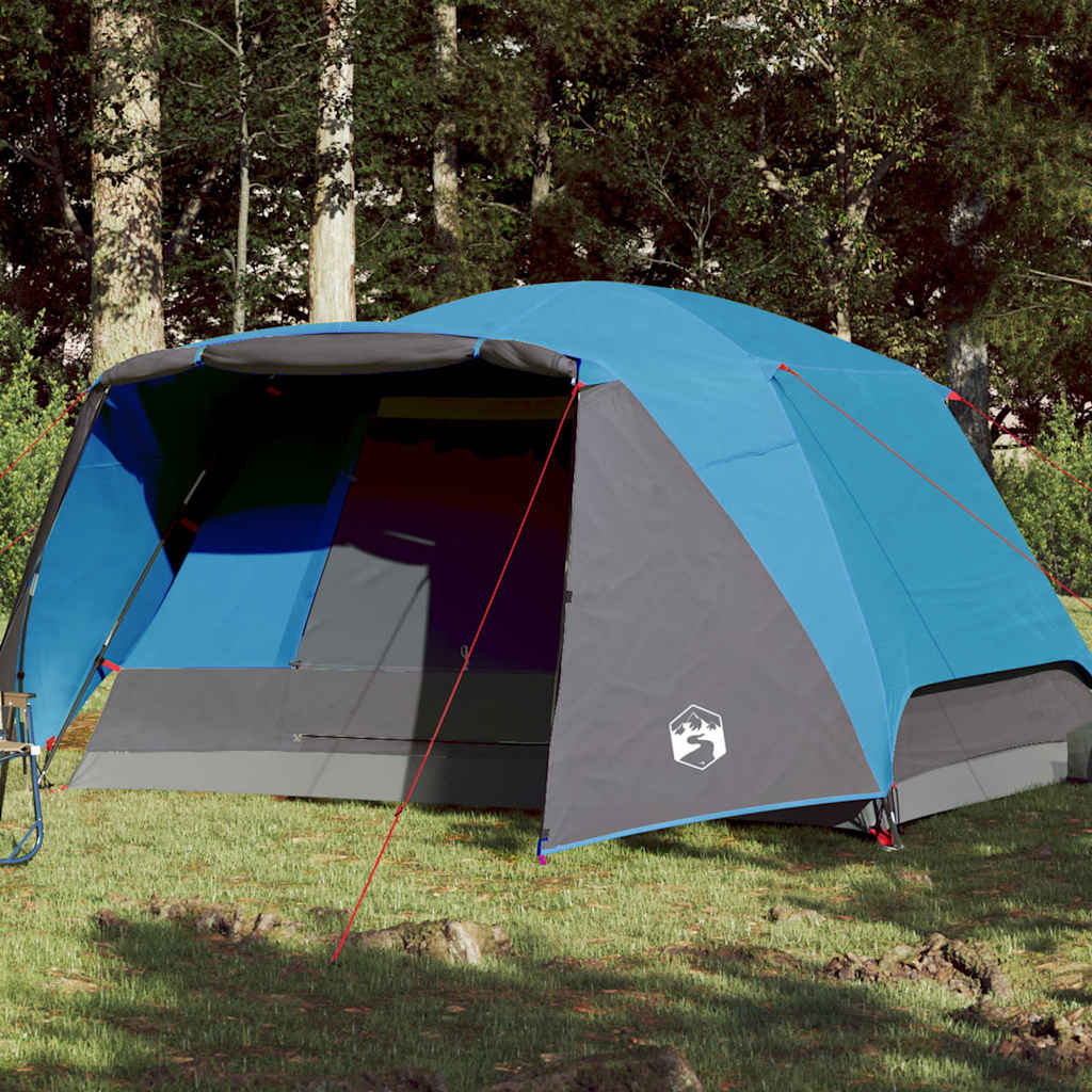 Vidaxl tent with awning 4-person waterproof blue