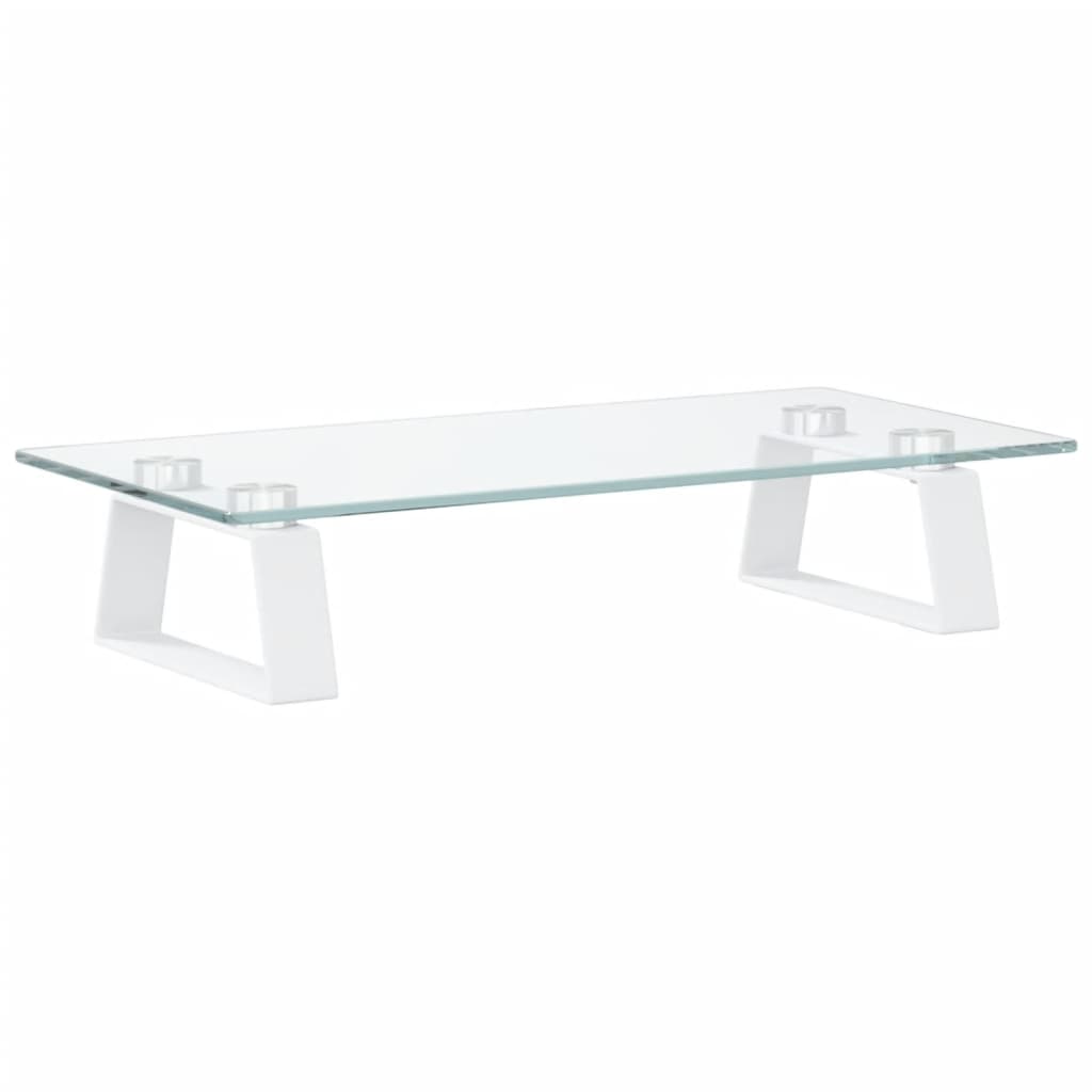 VidaXL support pour moniteur 40x20x8 cm verre trempé et métal blanc