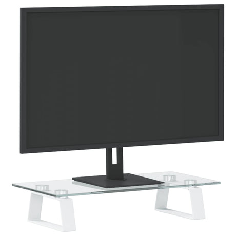 VidaXL support pour moniteur 40x20x8 cm verre trempé et métal blanc