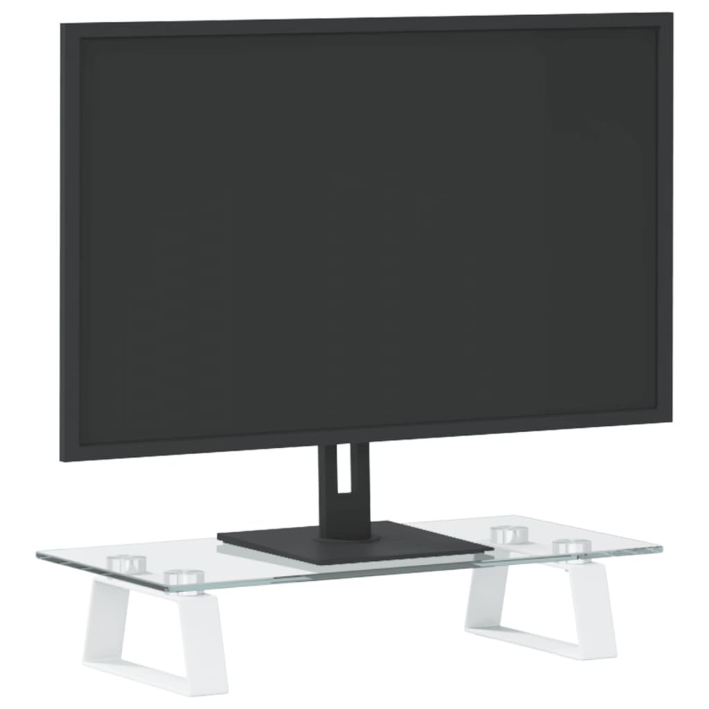 Vidaxl Monitor standard 40x20x8 cm Verre terminée et blanc métal