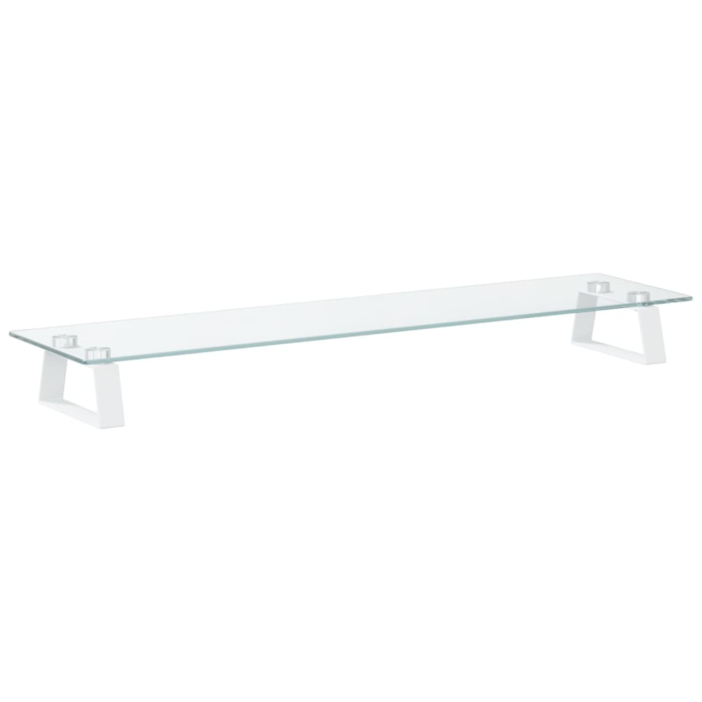 Vidaxxl support pour moniteur 80x20x8 cm verre trempé et métal blanc