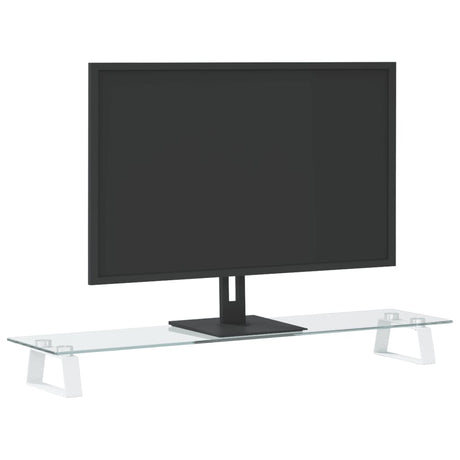 Vidaxxl support pour moniteur 80x20x8 cm verre trempé et métal blanc