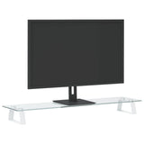 Vidaxl Monitor Stand 80X20x8 cm haart Glas a Metall wäiss