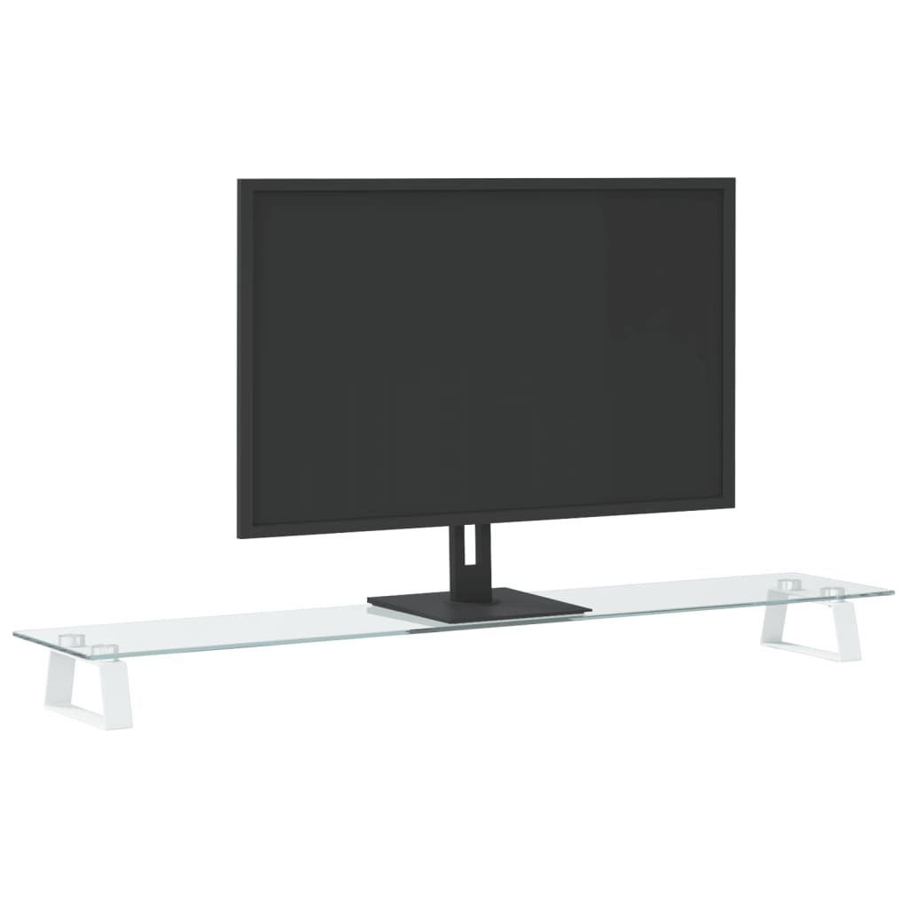 Vidaxl Monitor Standard 100x20x8 cm ztuhnuté sklo a kovová bílá