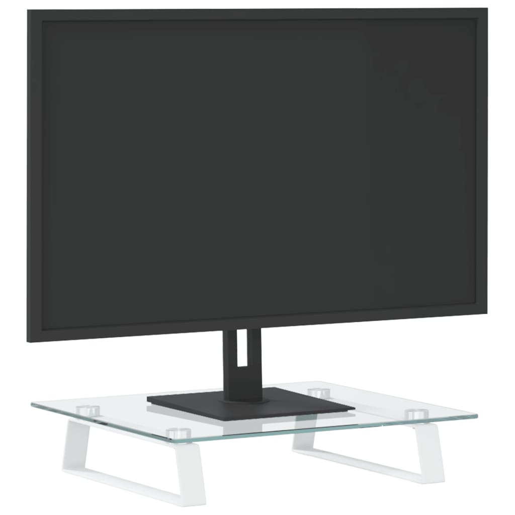 Vidaxxl support pour moniteur 40x35x8 cm verre trempé et métal blanc