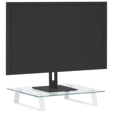 Vidaxxl support pour moniteur 40x35x8 cm verre trempé et métal blanc