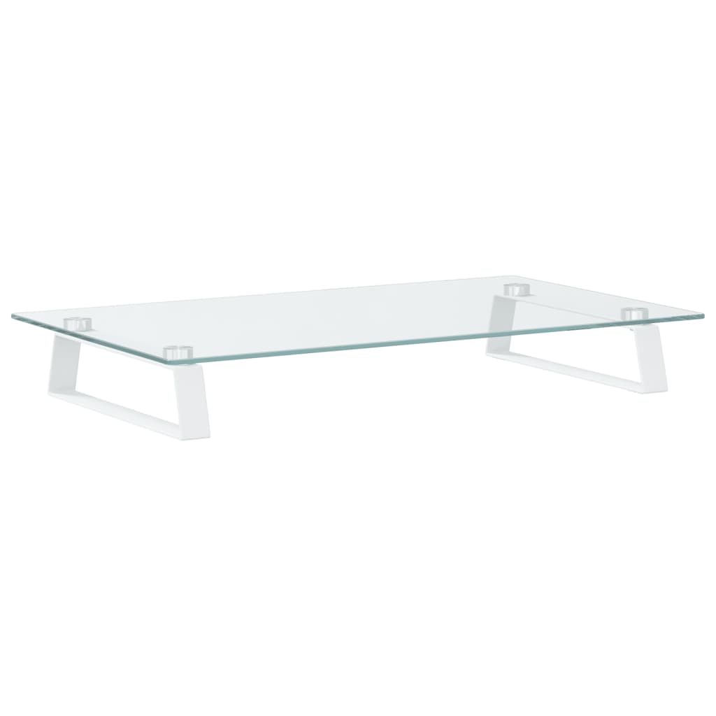 VidaXL support pour moniteur 60x35x8 cm verre trempé et métal blanc