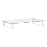 VidaXL support pour moniteur 60x35x8 cm verre trempé et métal blanc