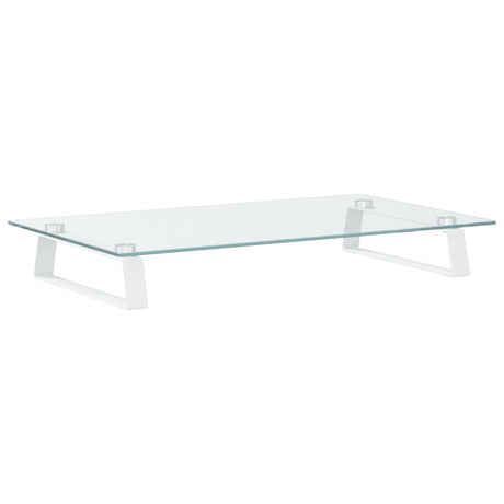VidaXL support pour moniteur 60x35x8 cm verre trempé et métal blanc