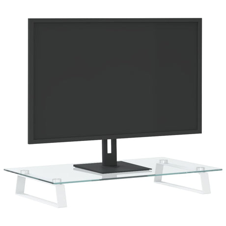 VidaXL support pour moniteur 60x35x8 cm verre trempé et métal blanc