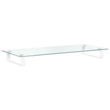 Vidaxxl support pour moniteur 80x35x8 cm verre trempé et métal blanc