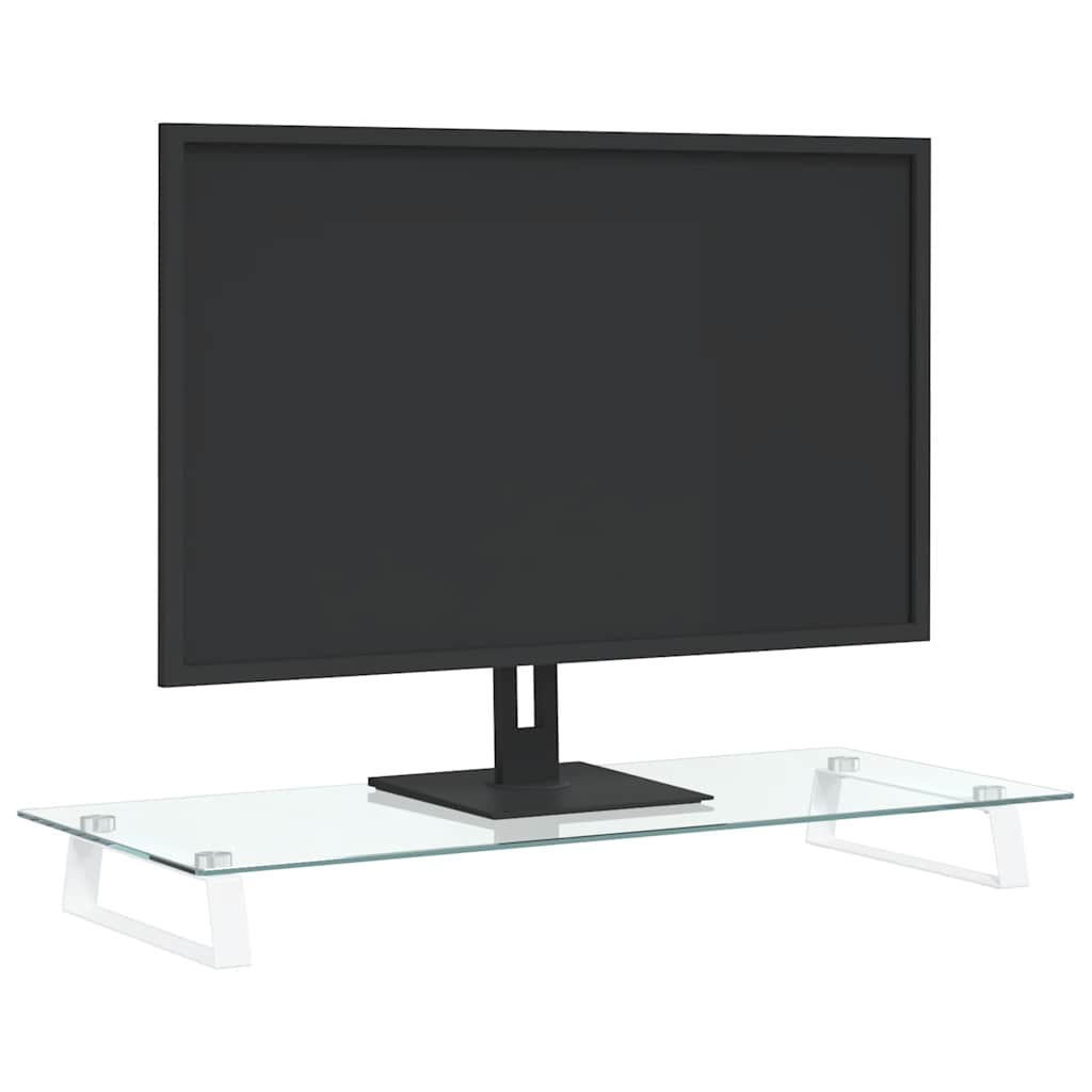 Vidaxxl support pour moniteur 80x35x8 cm verre trempé et métal blanc