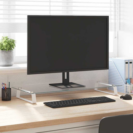 Vidaxxl support pour moniteur 80x35x8 cm verre trempé et métal blanc