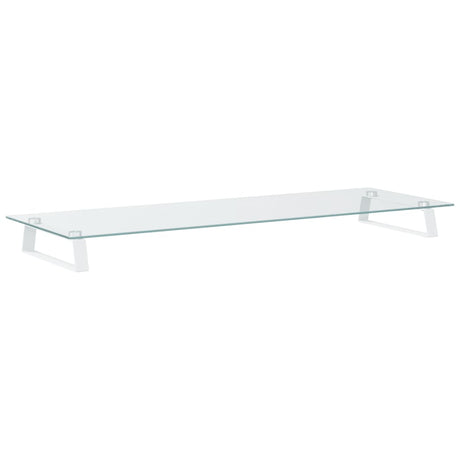 VidaXL support pour moniteur 100x35x8 cm verre trempé et métal blanc