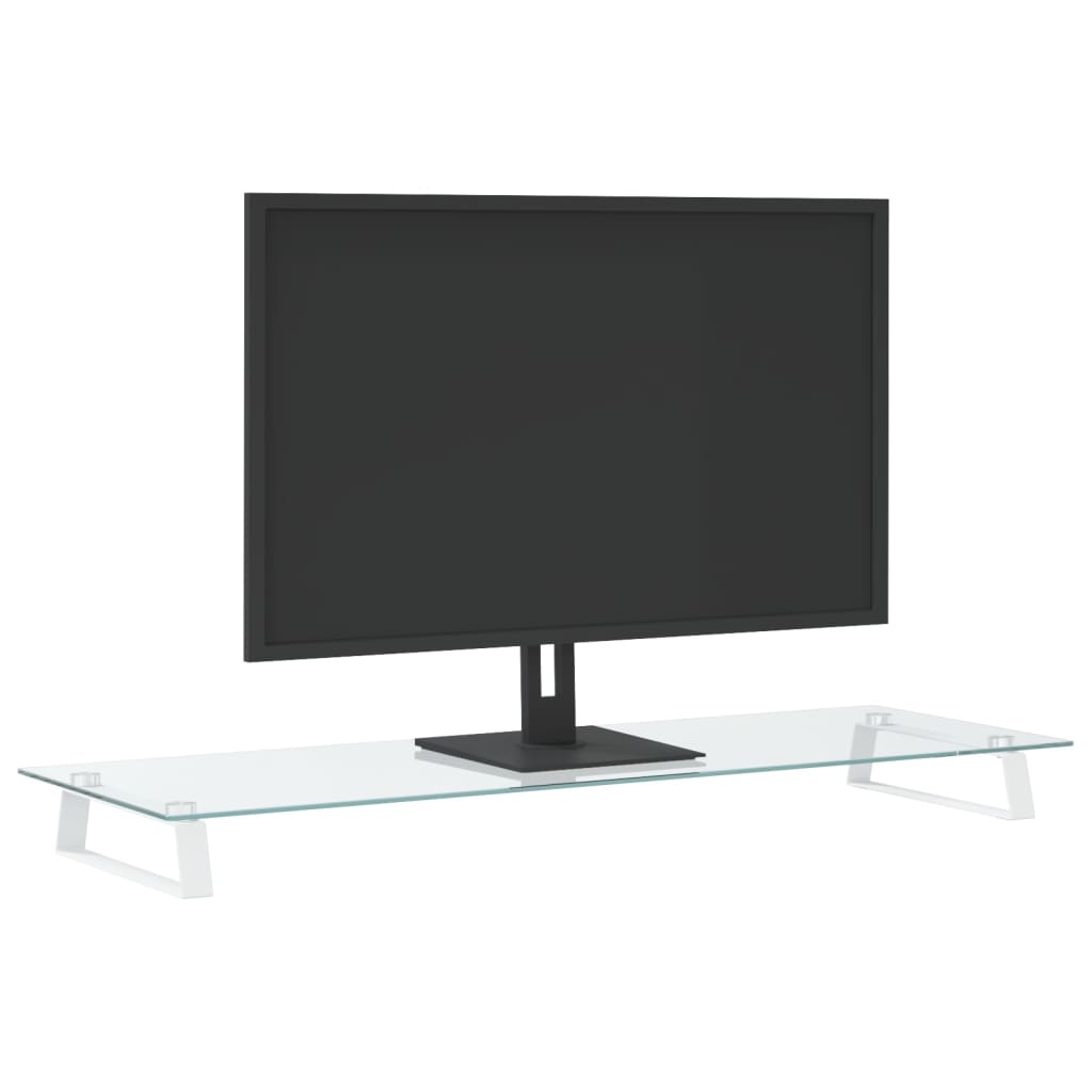 VidaXL support pour moniteur 100x35x8 cm verre trempé et métal blanc