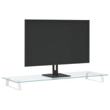 VidaXL support pour moniteur 100x35x8 cm verre trempé et métal blanc
