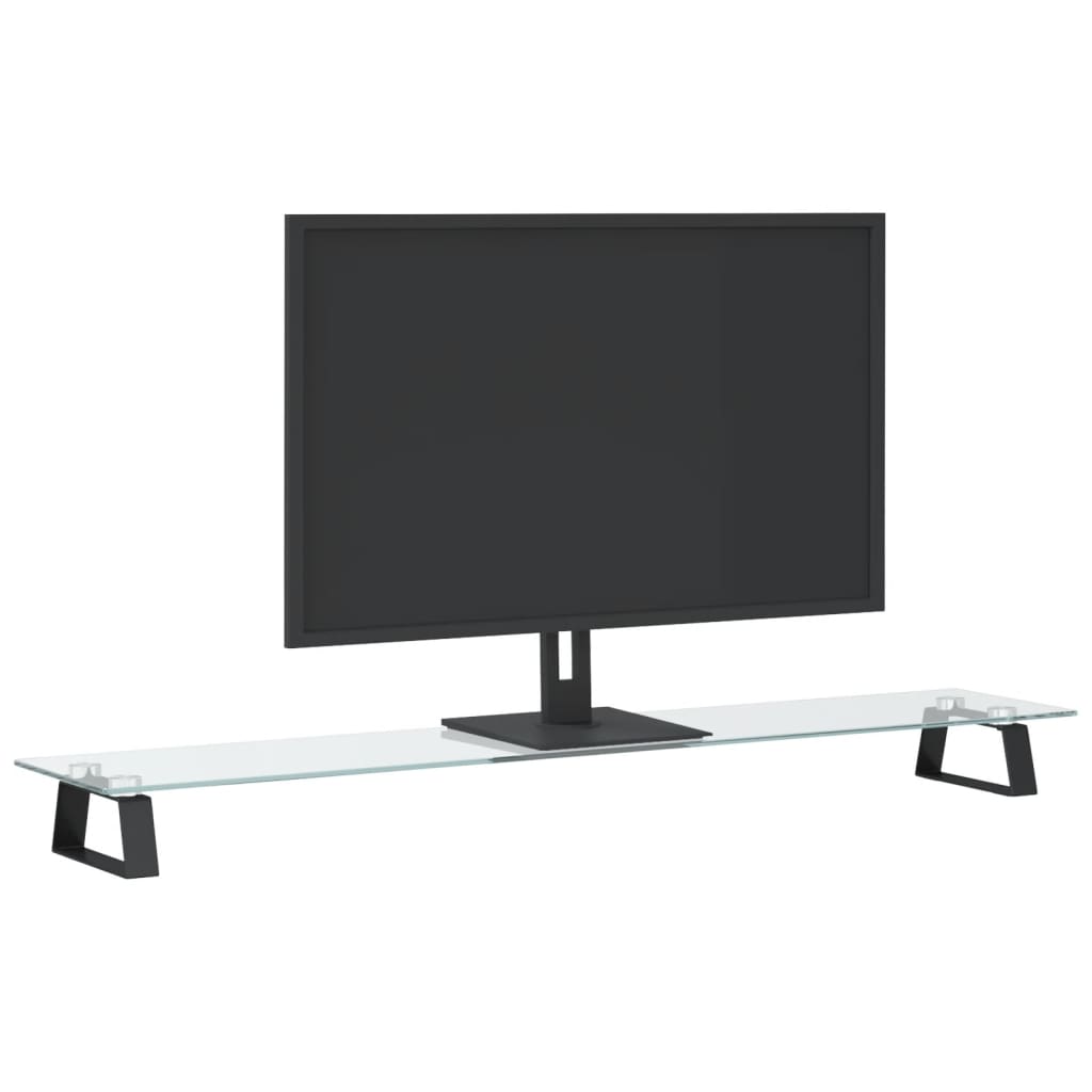 VidaXL Monitorstandaard 100x20x8 cm gehard glas en metaal zwart